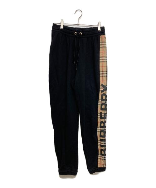 BURBERRY LONDON（バーバリーロンドン）BURBERRY LONDON (バーバリーロンドン) ヴィンテージチェックパネル×ロゴ スウェットパンツ ブラック サイズ:SIZE Sの古着・服飾アイテム