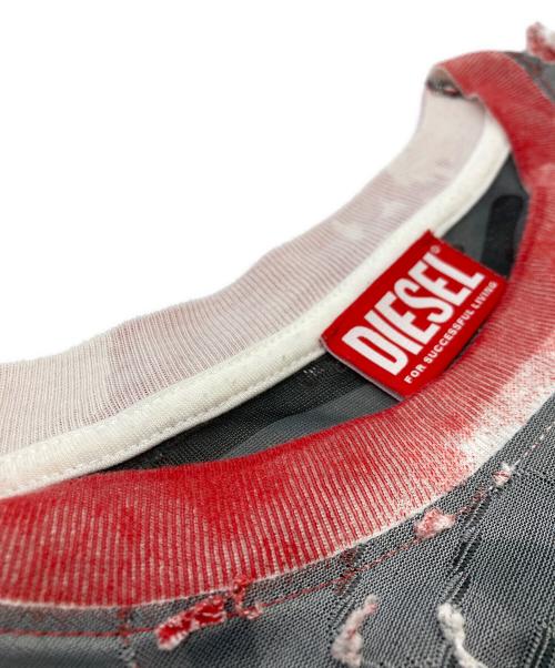 DIESEL（ディーゼル）DIESEL (ディーゼル) T-BOXT-PEEL MAGLIETTA FS レッド×グレー サイズ:SIZE Mの古着・服飾アイテム