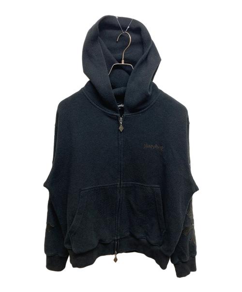 SUPPLIER（サプライヤー）SUPPLIER (サプライヤー) Cross Leather Patch Thermal Zip Hoodie ブラック サイズ:SIZE Sの古着・服飾アイテム