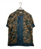 DRIES VAN NOTENドリスヴァンノッテン）の古着「オープンカラーシャツ」｜ブラウン×ネイビー