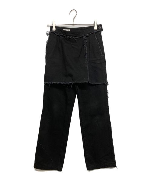 DRIES VAN NOTEN（ドリスヴァンノッテン）DRIES VAN NOTEN (ドリスヴァンノッテン) Pinella レイヤードブラックデニム ブラック サイズ:SIZE34の古着・服飾アイテム