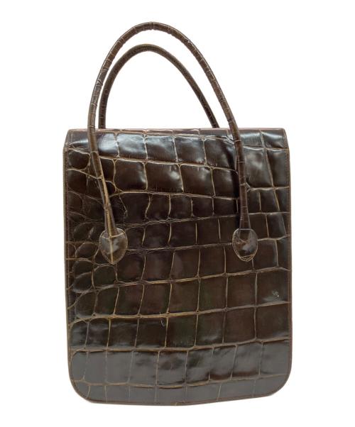 GIORGIO ARMANI（ジョルジョアルマーニ）GIORGIO ARMANI (ジョルジョアルマーニ) 型押しトートバッグ ブラウン サイズ:実寸サイズをご参照下さい。の古着・服飾アイテム