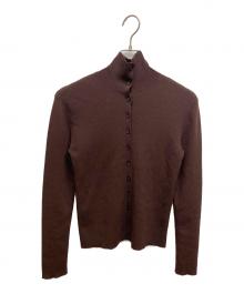 Curensology（カレンソロジー）の古着「ハイネックリブニットカーディガン」｜ブラウン