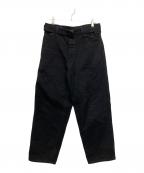 COMOLIコモリ）の古着「ブラックデニムベルテッドパンツ」｜ブラック
