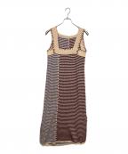 Ameri VINTAGEアメリヴィンテージ）の古着「URAOMOTE MIX HAND STITCH DRESS」｜ブラウン×ベージュ