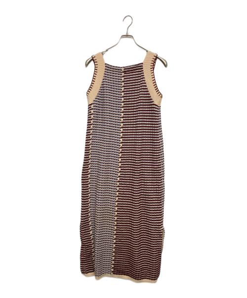 Ameri VINTAGE（アメリヴィンテージ）Ameri VINTAGE (アメリヴィンテージ) URAOMOTE MIX HAND STITCH DRESS ブラウン×ベージュ サイズ:SIZE Mの古着・服飾アイテム