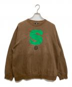 stussyステューシー）の古着「Sロゴラバープリントスウェット」｜ブラウン