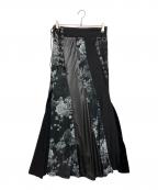 OZZONオッズオン）の古着「レースアップロングスカート」｜ブラック