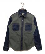KOJIMA GENESコジマジーンズ）の古着「コンボ デニム シャツ ジャケット」｜インディゴ×カーキ