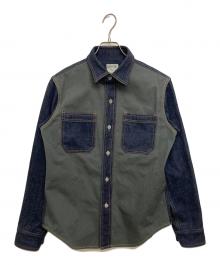 KOJIMA GENES（コジマジーンズ）の古着「コンボ デニム シャツ ジャケット」｜インディゴ×カーキ