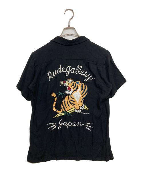 RUDE GALLERY（ルードギャラリー）RUDE GALLERY (ルードギャラリー) 刺繍アロハオープンカラーシャツ ブラック サイズ:SIZE 3の古着・服飾アイテム