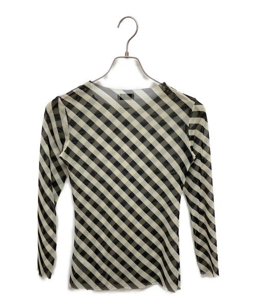 DRIES VAN NOTEN（ドリスヴァンノッテン）DRIES VAN NOTEN (ドリスヴァンノッテン) パワーネットカットソー ホワイト×ブラック サイズ:SIZE XSの古着・服飾アイテム