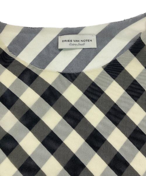 DRIES VAN NOTEN（ドリスヴァンノッテン）DRIES VAN NOTEN (ドリスヴァンノッテン) パワーネットカットソー ホワイト×ブラック サイズ:SIZE XSの古着・服飾アイテム