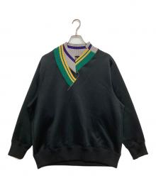 KOLOR（カラー）の古着「P/R/P MIX V-NECK SWEAT／ダンボールニット」｜ブラック