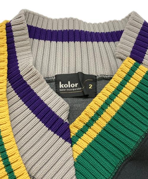 KOLOR（カラー）KOLOR (カラー) P/R/P MIX V-NECK SWEAT／ダンボールニット ブラック サイズ:SIZE2の古着・服飾アイテム