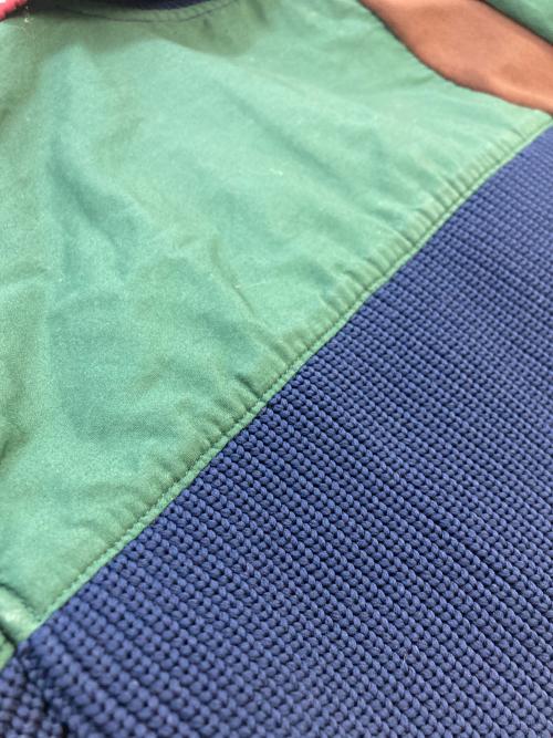 KOLOR（カラー）KOLOR (カラー) 強撚天竺 S/S KNIT ドッキングニットポロシャツ グリーン×ネイビー×ブラウン サイズ:SIZE3の古着・服飾アイテム
