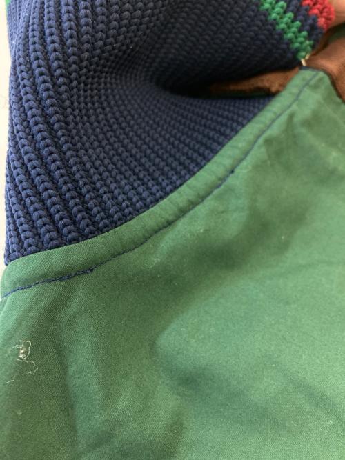 KOLOR（カラー）KOLOR (カラー) 強撚天竺 S/S KNIT ドッキングニットポロシャツ グリーン×ネイビー×ブラウン サイズ:SIZE3の古着・服飾アイテム