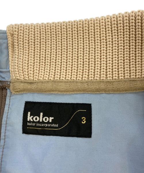 KOLOR（カラー）KOLOR (カラー) 強撚天竺 S/S KNIT ドッキングニットポロシャツ ベージュ×ブルー サイズ:SIZE3の古着・服飾アイテム