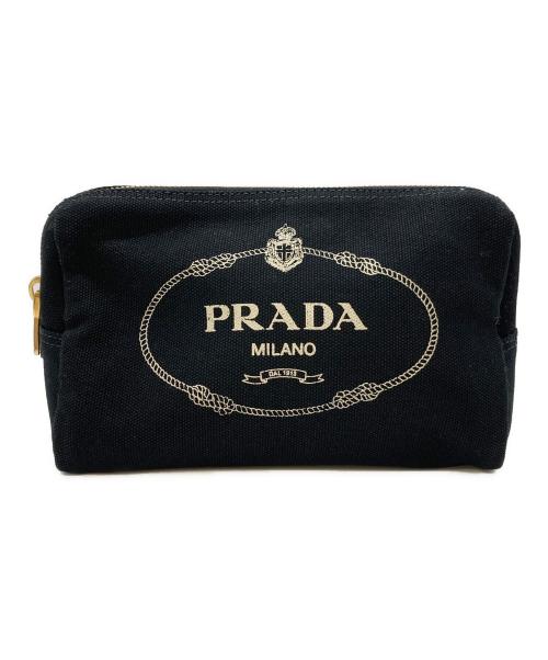 PRADA（プラダ）PRADA (プラダ) カナパ ロゴキャンバスコスメポーチ ブラック サイズ:実寸サイズをご参照下さい。の古着・服飾アイテム