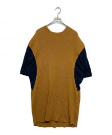 Maison Margiela（メゾンマルジェラ）の古着「ドッキング半袖ニット」｜ブラウン×ネイビー