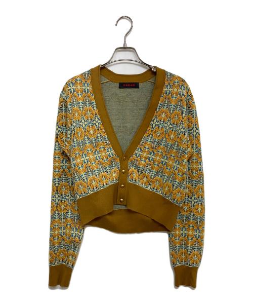 CABAN（キャバン）CABAN (キャバン) コットンカシミヤストレッチ ジャカードプリントVネックカーディガン　39-02-51-02001 イエロー×オレンジ サイズ:SIZE FREEの古着・服飾アイテム