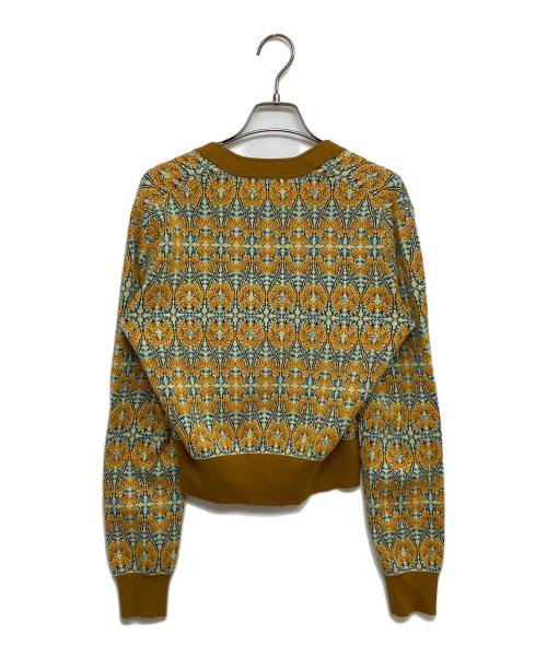 CABAN（キャバン）CABAN (キャバン) コットンカシミヤストレッチ ジャカードプリントVネックカーディガン　39-02-51-02001 イエロー×オレンジ サイズ:SIZE FREEの古着・服飾アイテム