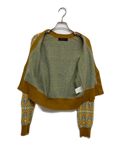 CABAN（キャバン）CABAN (キャバン) コットンカシミヤストレッチ ジャカードプリントVネックカーディガン　39-02-51-02001 イエロー×オレンジ サイズ:SIZE FREEの古着・服飾アイテム