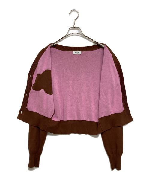 zomer（ゾマー）zomer (ゾマー) フラワーニットカーディガン ピンク×ブラウン サイズ:SIZE Sの古着・服飾アイテム
