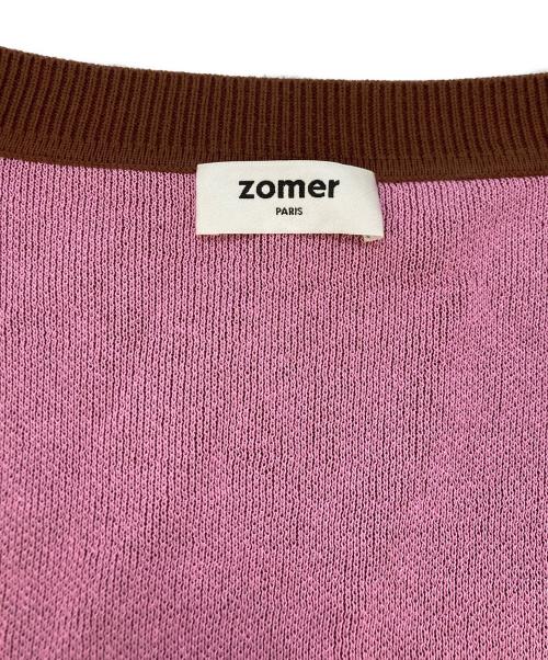 zomer（ゾマー）zomer (ゾマー) フラワーニットカーディガン ピンク×ブラウン サイズ:SIZE Sの古着・服飾アイテム