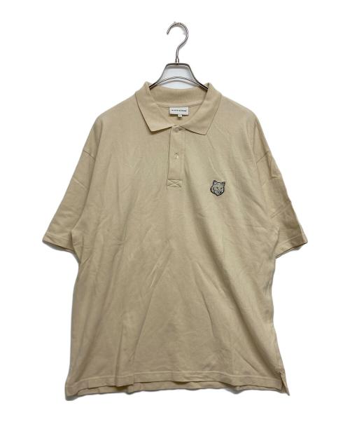 maison kitsune（メゾンキツネ）maison kitsune (メゾンキツネ) ボールド フォックスヘッド パッチ オーバーサイズ ポロ ベージュ サイズ:SIZE XLの古着・服飾アイテム