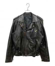 Y'S for men RED RABEL（ワイズフォーメン レッドレーベル）の古着「裏地キルティング カウレザー ダブルライダースジャケット」｜ブラック
