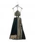 SIR（サー）の古着「Linocut Beaded Halter Maxi Dress」｜ブラック×ベージュ