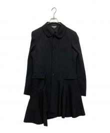 BLACK COMME des GARCONS（ブラックコムデギャルソン）の古着「ウールギャバ丸襟ロングジャケット」｜ブラック