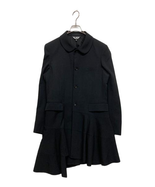 BLACK COMME des GARCONS（ブラックコムデギャルソン）BLACK COMME des GARCONS (ブラックコムデギャルソン) ウールギャバ丸襟ロングジャケット ブラック サイズ:SIZE Lの古着・服飾アイテム