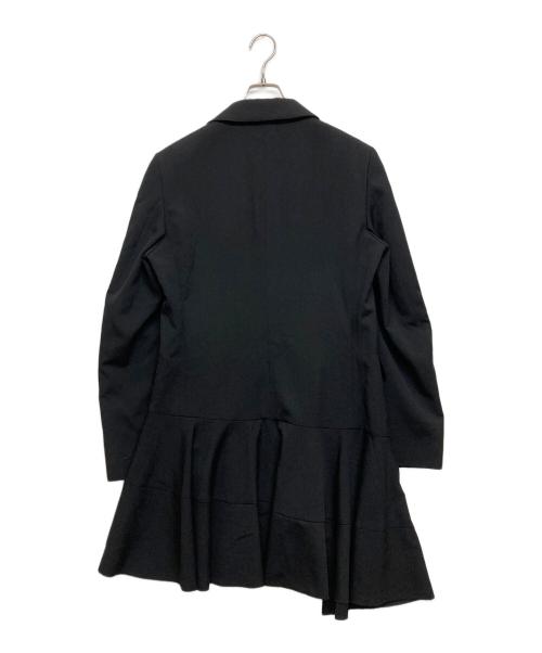 BLACK COMME des GARCONS（ブラックコムデギャルソン）BLACK COMME des GARCONS (ブラックコムデギャルソン) ウールギャバ丸襟ロングジャケット ブラック サイズ:SIZE Lの古着・服飾アイテム