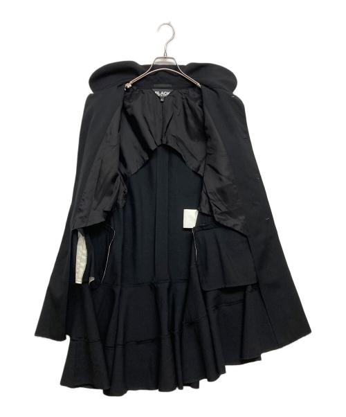 BLACK COMME des GARCONS（ブラックコムデギャルソン）BLACK COMME des GARCONS (ブラックコムデギャルソン) ウールギャバ丸襟ロングジャケット ブラック サイズ:SIZE Lの古着・服飾アイテム