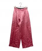 thingsthatmatterシングス ザット マター）の古着「ACETATE SATIN DOUBLE TUCK WIDE PANTS」｜ピンク