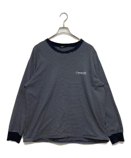 OPTSTUFF（オプトスタフ）OPTSTUFF (オプトスタフ) DRAWSTRING BORDER T-SHIRT ホワイト×ネイビー サイズ:SIZE Mの古着・服飾アイテム