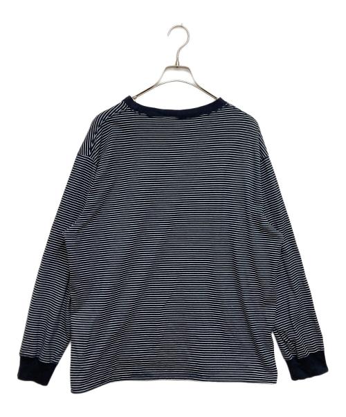 OPTSTUFF（オプトスタフ）OPTSTUFF (オプトスタフ) DRAWSTRING BORDER T-SHIRT ホワイト×ネイビー サイズ:SIZE Mの古着・服飾アイテム