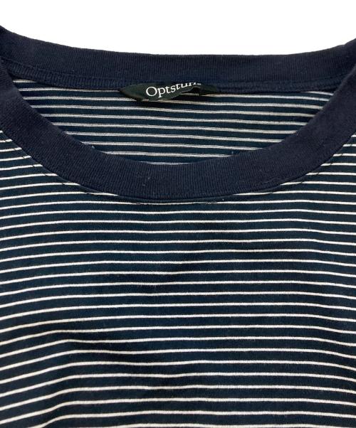 OPTSTUFF（オプトスタフ）OPTSTUFF (オプトスタフ) DRAWSTRING BORDER T-SHIRT ホワイト×ネイビー サイズ:SIZE Mの古着・服飾アイテム
