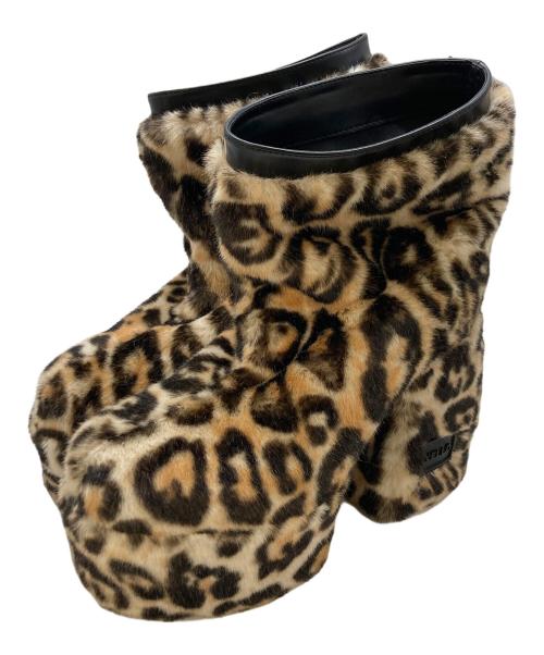 YELLO（イエロ）YELLO (イエロ) MINKY SHORT BOOTS レオパード 厚底 ブーツ ブラウン サイズ:SIZE XLの古着・服飾アイテム