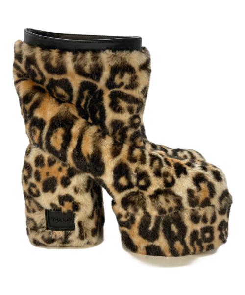 YELLO（イエロ）YELLO (イエロ) MINKY SHORT BOOTS レオパード 厚底 ブーツ ブラウン サイズ:SIZE XLの古着・服飾アイテム