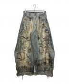 PERSONSOULパーソンソウル）の古着「Curved Blade Embroidered Denim Jeans」｜インディゴ