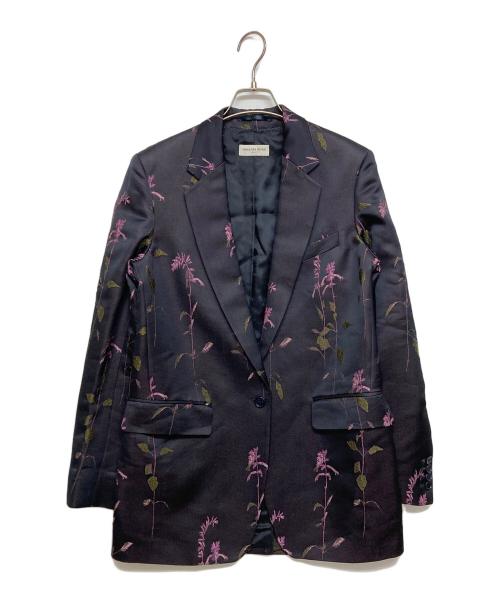 DRIES VAN NOTEN（ドリスヴァンノッテン）DRIES VAN NOTEN (ドリスヴァンノッテン) 刺繍テーラードジャケット ブラック×パープル サイズ:SIZE34の古着・服飾アイテム