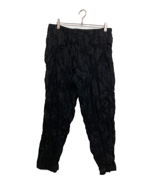 Yohji Yamamoto pour homme（ヨウジヤマモト プールオム）Yohji Yamamoto pour homme (ヨウジヤマモト プールオム) クレーターシャギーストライプパンツ ブラック サイズ:SIZE2の古着・服飾アイテム