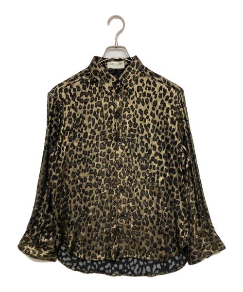 Saint Laurent Paris（サンローランパリ）Saint Laurent Paris (サンローランパリ) レオパードシャツブラウス ゴールド×ブラック サイズ:SIZE 34の古着・服飾アイテム