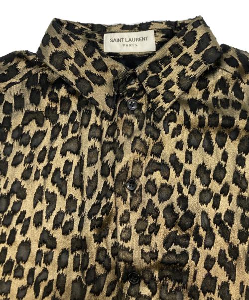 Saint Laurent Paris（サンローランパリ）Saint Laurent Paris (サンローランパリ) レオパードシャツブラウス ゴールド×ブラック サイズ:SIZE 34の古着・服飾アイテム