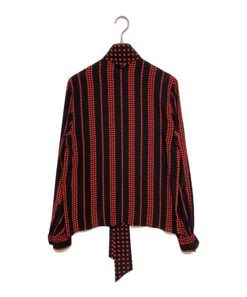 Saint Laurent Paris（サンローランパリ）Saint Laurent Paris (サンローランパリ) スター柄プルオーバーボウタイブラウス ブラック×レッド サイズ:SIZE 36の古着・服飾アイテム