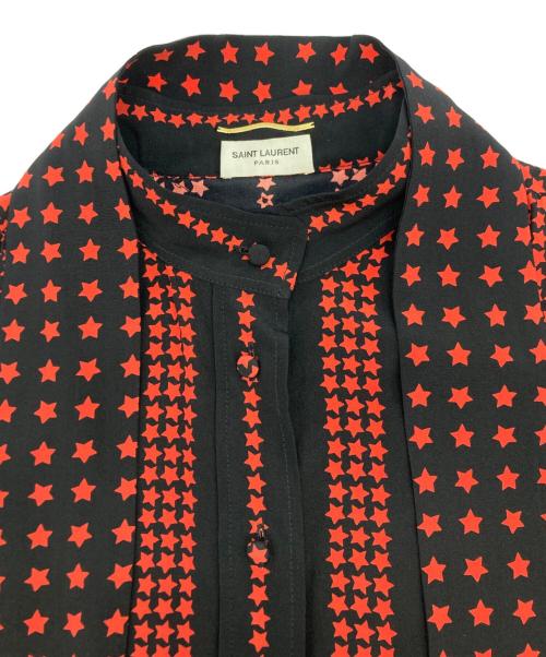 Saint Laurent Paris（サンローランパリ）Saint Laurent Paris (サンローランパリ) スター柄プルオーバーボウタイブラウス ブラック×レッド サイズ:SIZE 36の古着・服飾アイテム