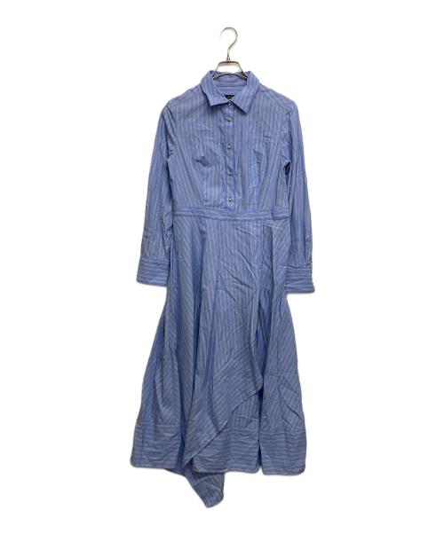 allureville（アルアバイル）allureville (アルアバイル) ストライプアシメフレアシャツワンピース ブルー サイズ:SIZE2の古着・服飾アイテム